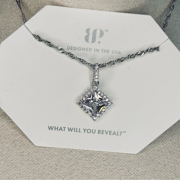 Bomb Party Cubic Zirconia Necklace on Rhodium Plating NK88377 - Picture 2 of 4